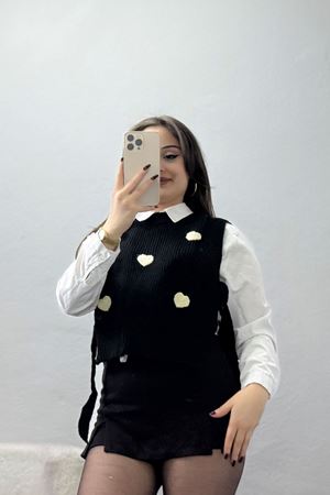 Kalp Desenli Süveter Siyah - 41962.2043.