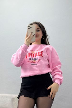 3 İplik Şardonlu Baskılı Sweat Pembe - 42605.1878.