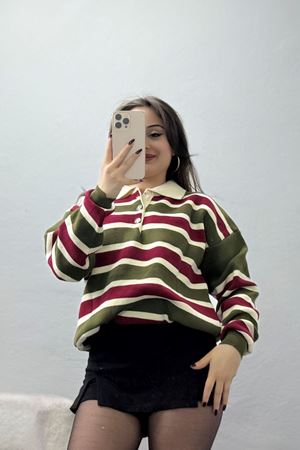 Çizgili Polo Yaka Triko Hakibej - 70870.1765.