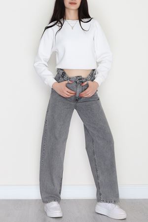 Carpenter Detaylı Baggy Kot Pantolon Gri - 31516.2001.