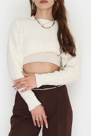 Bisiklet Yaka Örgü Desen Triko Kemik - 70800.1765.