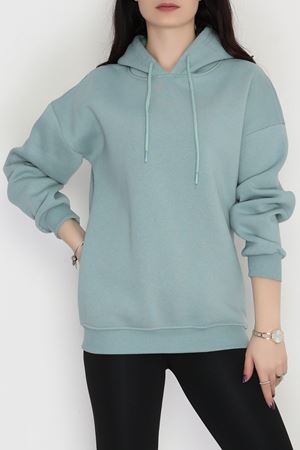 3 İplik Kapşonlu Sweat Çağla - 20074.1878.