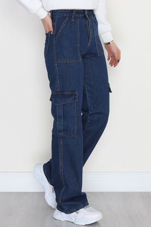 Kargo Cep Palazzo Kot Pantolon Mavi - 42681.1836.