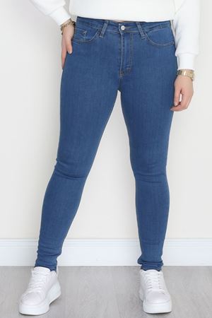 Büyük Beden Dar Paça Kot Pantolon Mavi4 - 42684.1836.