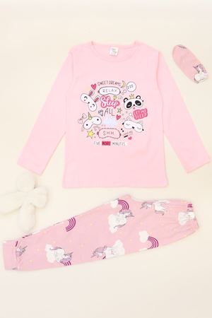 5-12 Yaş Süprem Penye Pijama Takımı Pembebeyaz - 52081.1951.