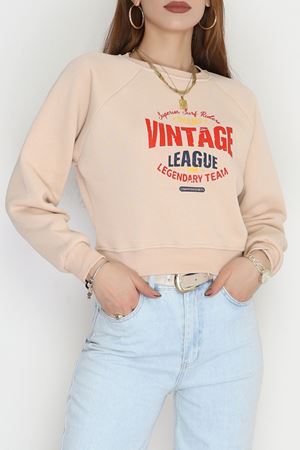 3 İplik Şardonlu Baskılı Sweat Bej - 42605.1878.