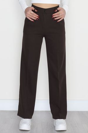 Tek Düğme Palazzo Pantolon Koyukahve - 90022.1397.