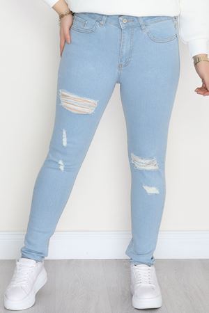 Büyük Beden Dar Paça Kot Pantolon Açıkmavi1 - 42684.1836.