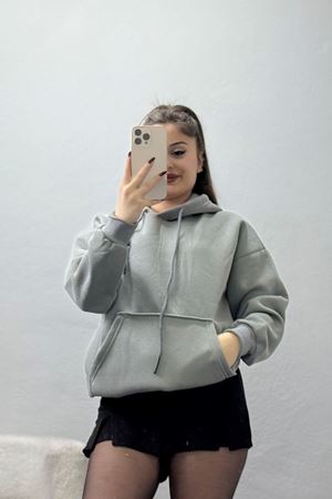 3 İplik Kanguru Cepli Kapşonlu Sweat Antrasit - 20960.1878.