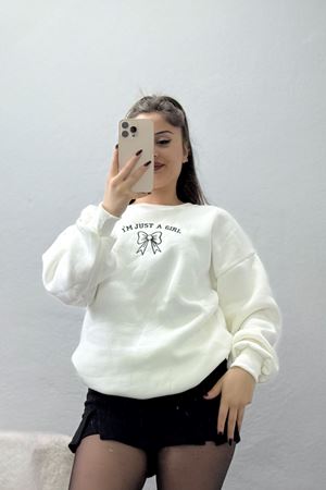 3 İplik Bisiklet Yaka Sweat Ekru - 42245.1878.