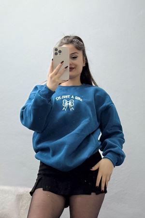 3 İplik Bisiklet Yaka Sweat Petrol - 42245.1878.