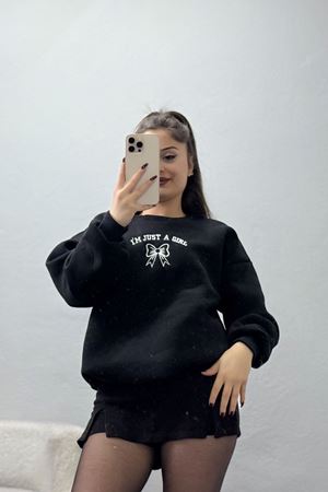 3 İplik Bisiklet Yaka Sweat Siyah - 42245.1878.