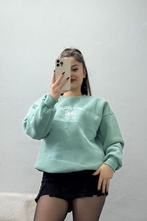 3 İplik Bisiklet Yaka Sweat Suyeşili - 42245.1878.