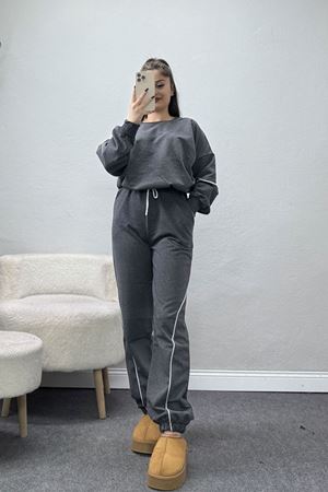 Biyeli 2 İplik Eşofman Takımı Füme - 50792.1857.