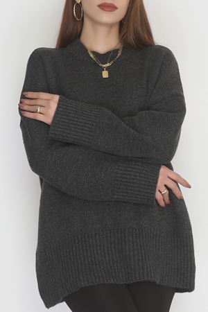 Yumuşak Dokulu Triko Kazak Antrasit - 51048.1765.