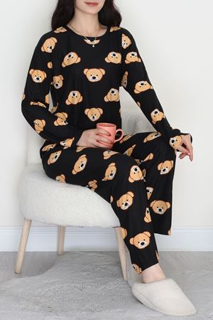Süet Alt Üst Aynı Pijama Takımı Siyahayıcık - 118.1287.