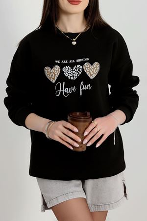 3 İplik Bisiklet Yaka Sweat Siyah - 42236.1878.