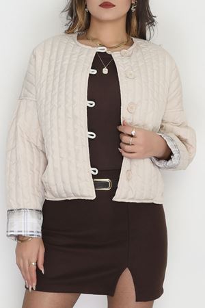 Nakış Detaylı Bomber Ceket Bej - 31635.439.
