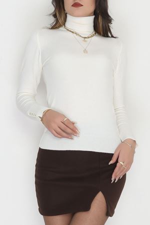 Viskon Elit Boğazlı Triko  Ekru - 31057.1766.