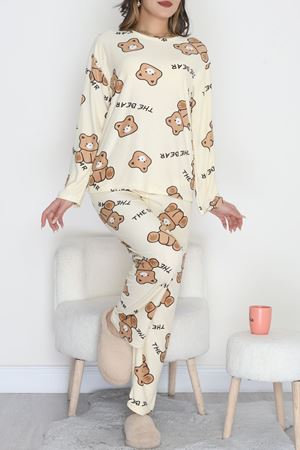 Süet Alt Üst Aynı Pijama Takımı Bejayı - 118.1287.