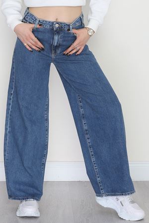 Wide Leg Kot Pantolon Mavi - 42695.1899.
