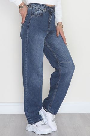 Bel Tokalı Baggy Kot Pantolon Mavi - 42472.1606.
