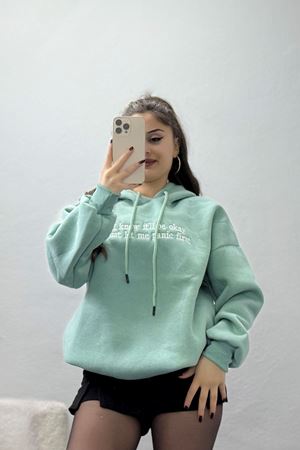 3 İplik Kapşonlu Nakışlı Sweat Çağlaekru - 42231.1878.