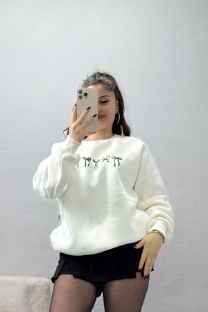 3 İplik Baskılı Sweat Beyazsiyah - 42243.1878.