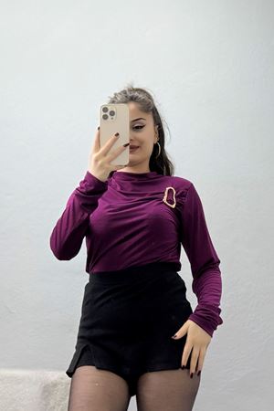 Toka Detaylı Sandy Bluz Mürdüm - 42666.1949.