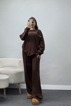 Biyeli Modal Kumaş Takım Acıkahve - 4087.1247.