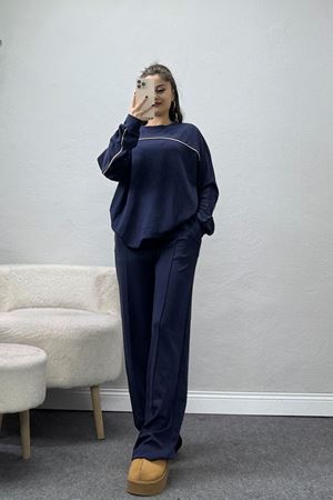 Biyeli Modal Kumaş Takım Lacivert - 4087.1247.