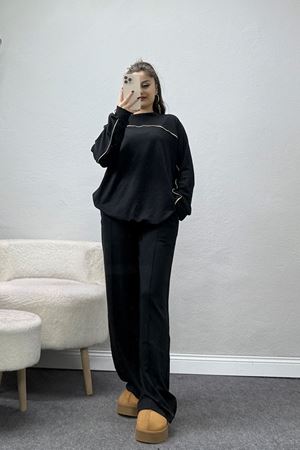 Biyeli Modal Kumaş Takım Siyah - 4087.1247.