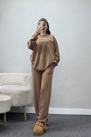 Biyeli Modal Kumaş Takım Vizon - 4087.1247.