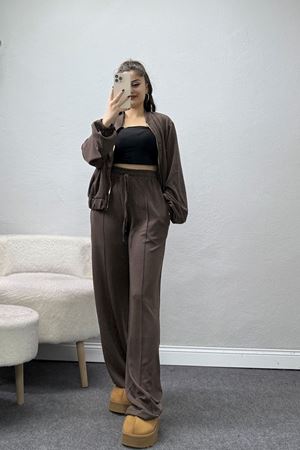 Fermuarlı Ceketli Takım Acıkahve - 4097.1247.