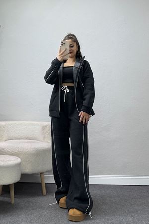 3 İplik Şardonlu Biyeli Fermuarlı Takım Füme - 52031.1857.