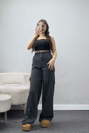 2 İplik Çımalı Kargo Eşofman Altı Füme - 40020.1857.