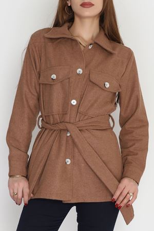 Çift Cepli Kuşaklı Tunik Gömlek Devetüğü - 70991.1775.