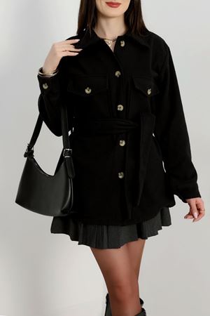 Çift Cepli Kuşaklı Tunik Gömlek Siyah - 70991.1775.