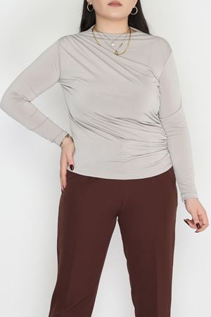 Drape Detaylı Büyük Beden Sandy Bluz Kumbeji - 70768.1949.