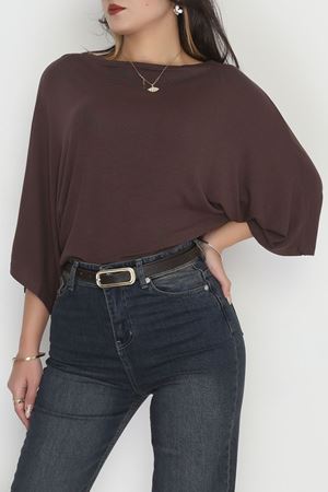 Viskon Ribana Yarasa Kol Bluz Kahve - 43563.1254.