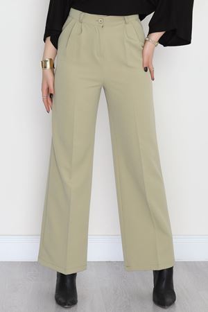 Dabıl Kumaş Pileli Palazzo Pantolon Çağla - 51062.1991.