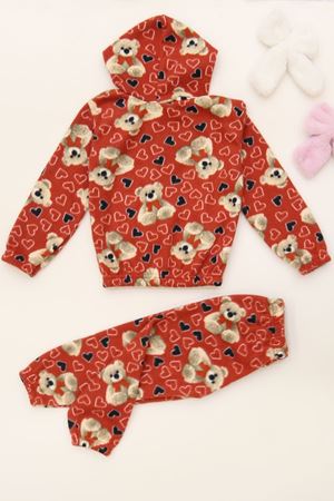 4-10 Yaş Polar Kapşonlu İkili Takım Kırmızı - 52076.1776.