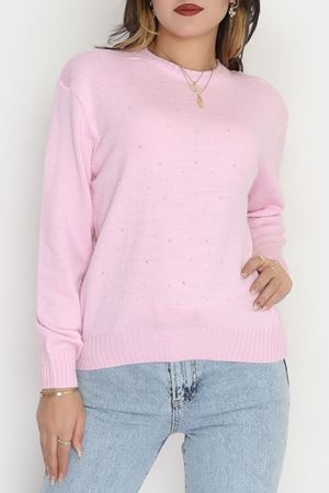 Taş Detaylı Triko Pembe - 2399.1765.