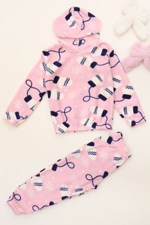4-10 Yaş Polar Kapşonlu İkili Takım Pudra - 52076.1776.