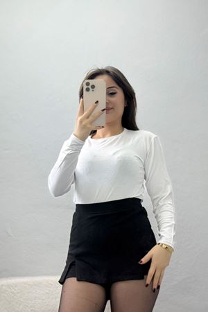 Bisiklet Yaka Uzun Kol Body Beyaz - 3605.1783.