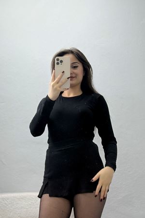 Bisiklet Yaka Uzun Kol Body Siyah - 3605.1783.