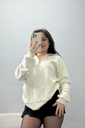 Yarım Fermuar Selanik Sweat Taş - 4111.1247.
