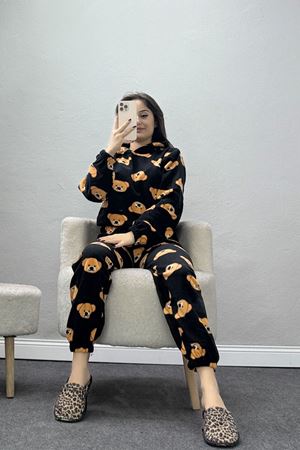 Kapşonlu Polar Takım Siyahayı - 344.1287.