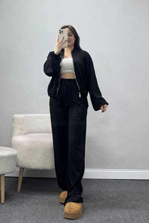 Fermuarlı Ceketli Takım Siyah - 4097.1247.