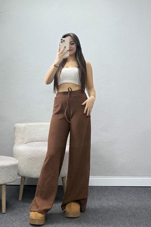 Şardonlu Selanik Kumaş Pantolon Kahve - 51066.1837.